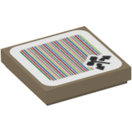 Tile 2 × 2 with Hammer, Two Arrows, and Barcode Print (Sticker) Dunkelbeige