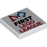 Tile 2 × 2 with FIRST LEGO League Logo Print Weiß