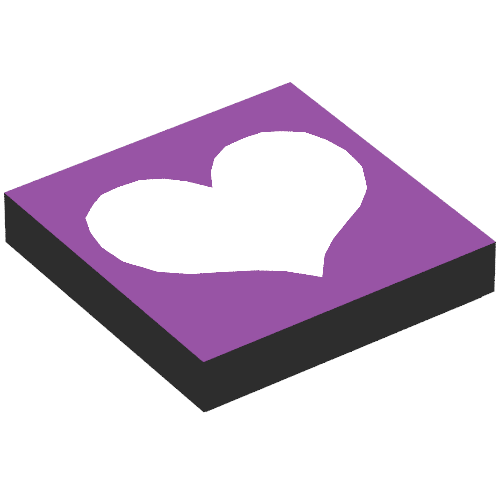 Tile 2 × 2 with Scala with Light Violet Heart on Purple Background Print Black