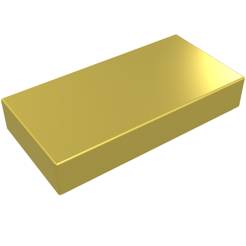 Tile 1 × 2 with Groove Chrome Gold