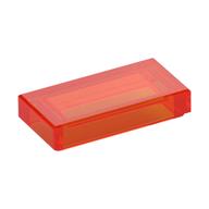 Fliese 1 × 2 mit Rille Transparent-Neonorange