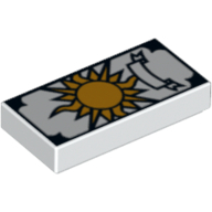 Tile 1 × 2 with Tarot Sun Card Print Weiß