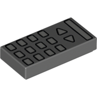 Tile 1 × 2 with TV Remote Control Print Dark Bluish Gray