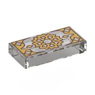 Tile 1 × 2 with Gold Decorations print Trans-Clear