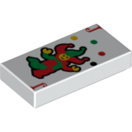 Tile 1 × 2 with Playing Card Joker Print Weiß