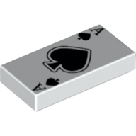 Tile 1 × 2 with Playing Card Ace of Spades Print Weiß