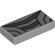 Tile 1 × 2 with Dark Bluish Gray Thick and Thin Lines Print Light Bluish Gray