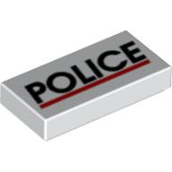 Tile 1 × 2 with Black "POLICE" and Red Line Print