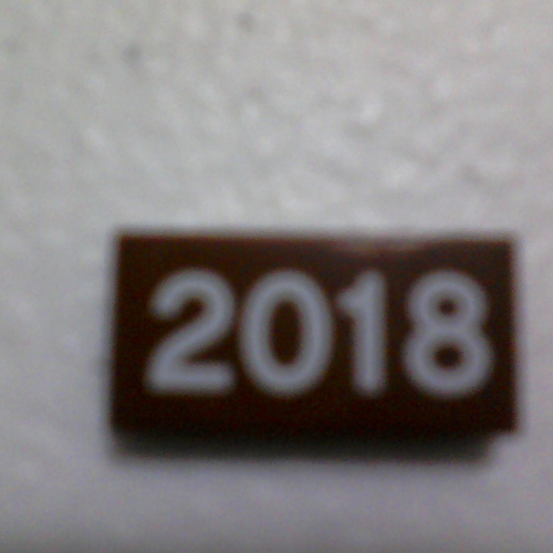 Tile 1 × 2 with White '2018' Print Reddish Brown