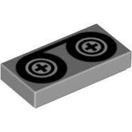 Tile 1 × 2 with Video Tape and Reels Print Light Bluish Gray