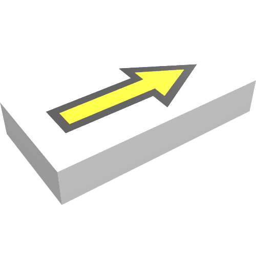 Tile 1 × 2 with Arrow Long Yellow with Black Border Print