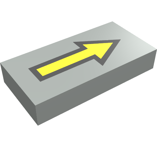 Tile 1 × 2 with Arrow Long Yellow with Black Border Print Light Gray