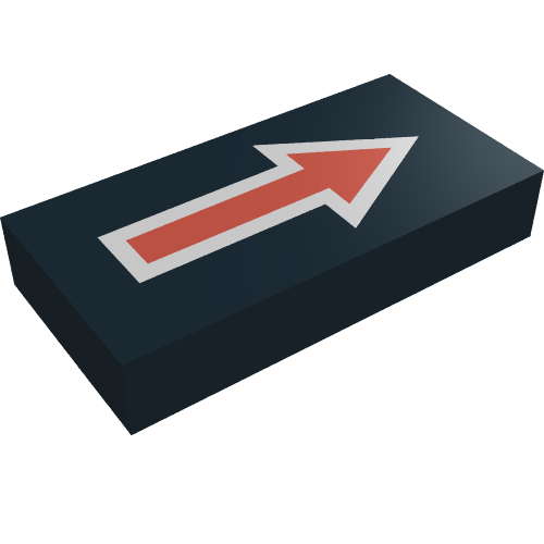 Tile 1 × 2 with Arrow Long Red with Silver Border Print Schwarz