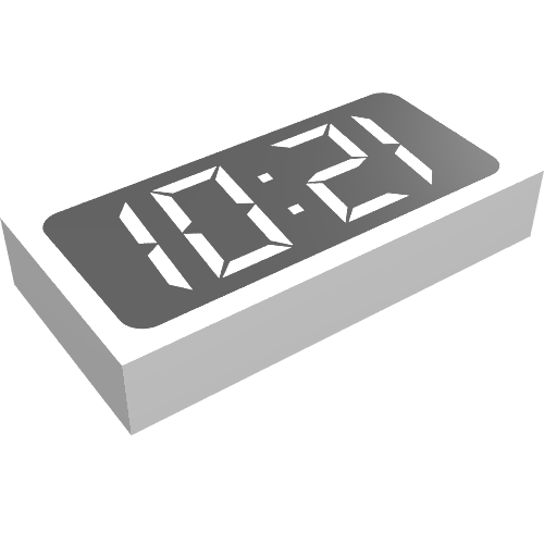 Tile 1 × 2 with Digital Clock Print - '12:01' or '10:21'