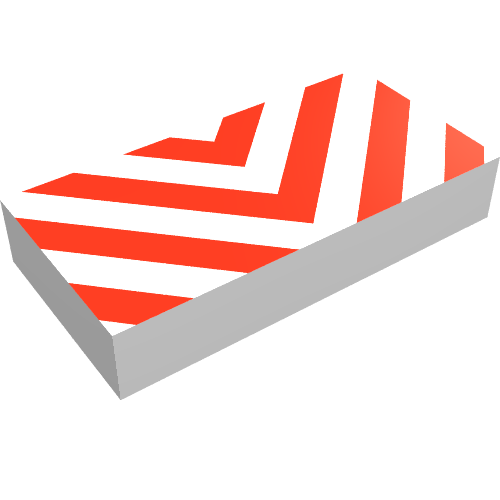 Tile 1 × 2 with Danger Chevrons Red Print Weiß
