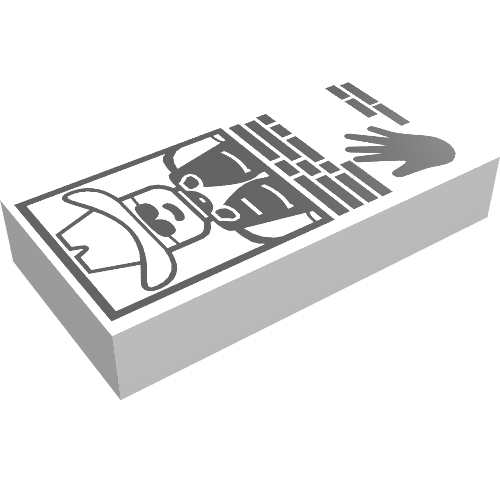 Tile 1 × 2 with Officer Picture and Handprint Print White