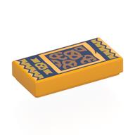 Tile 1 × 2 with Dark Blue Pretzel Pack print Bright Light Orange