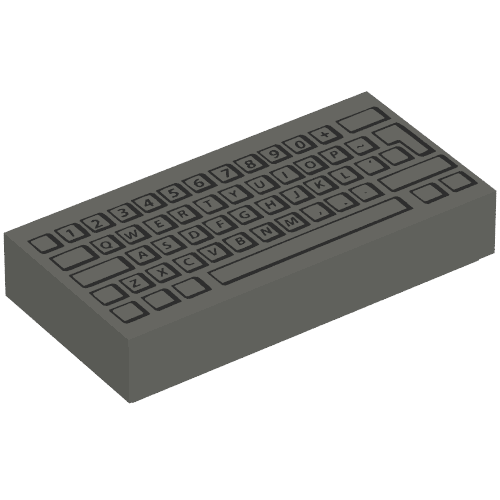 Tile 1 × 2 with Computer Keyboard Standard Print Dark Gray