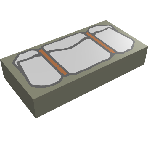 Tile 1 × 2 with Light Gray Bedroll Print Dunkelgrau