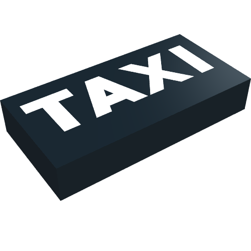 Tile 1 × 2 with White 'TAXI' Print Schwarz
