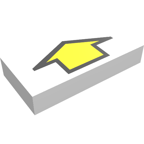 Tile 1 × 2 with Arrow Short Yellow with Black Border Print