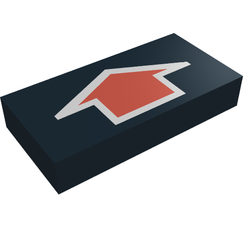 Tile 1 × 2 with Arrow Short Red with Silver Border Print Black