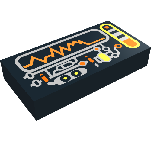 Tile 1 × 2 with Yellow and Orange Display Print Black