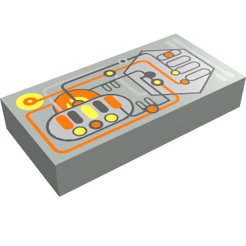 Tile 1 × 2 with UFO Controls Print Light Gray