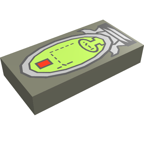 Tile 1 × 2 with Elliptical Display Print Dunkelgrau