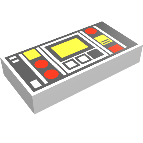 Tile 1 × 2 with Red and Yellow Control Panel Print (Original)