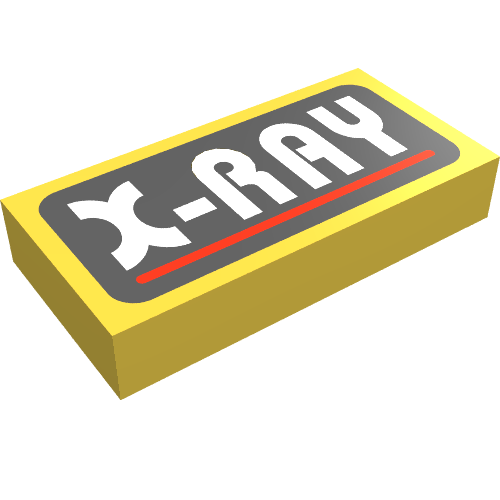 Tile 1 × 2 with 'X-RAY' Print Gelb