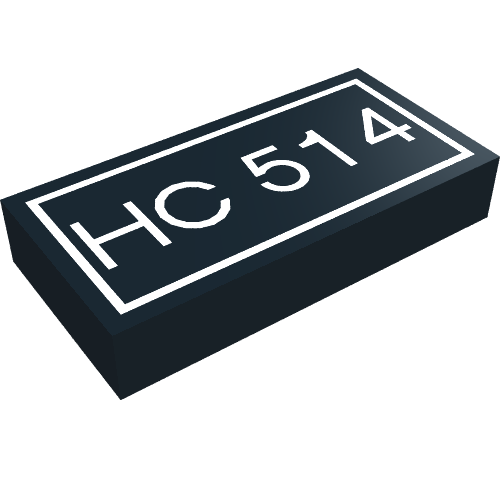 Tile 1 × 2 with White 'HC 514' Text Print Black