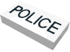 Tile 1 × 2 with 'POLICE' Print Weiß