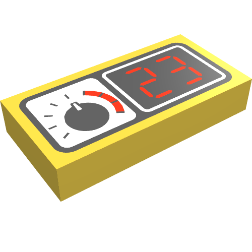 Tile 1 × 2 with Gauge and "23" Print Yellow