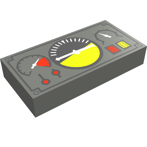 Tile 1 × 2 with Avionics Black and Green Print Dark Bluish Gray
