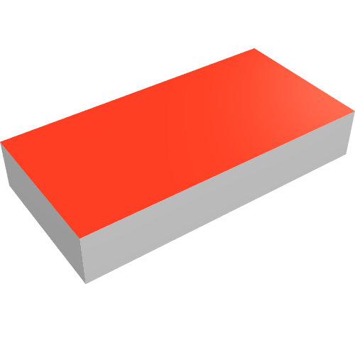 Fliese 1 × 2 mit rot Druck Weiß