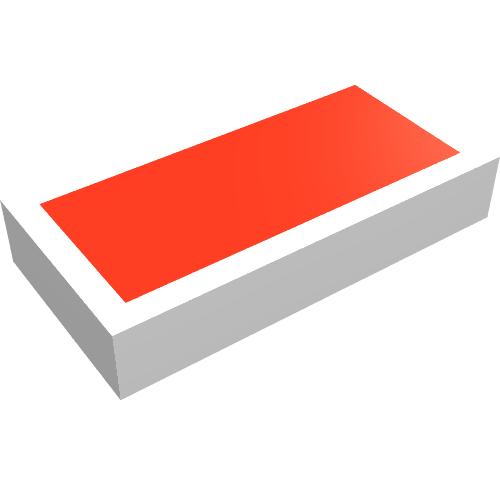 Tile 1 × 2 with Red Rectangle Print Weiß