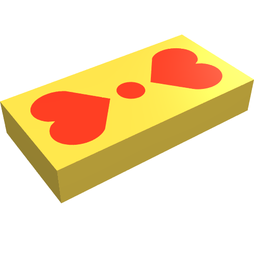 Tile 1 × 2 with Red Hearts Print Scala Jewelry Yellow
