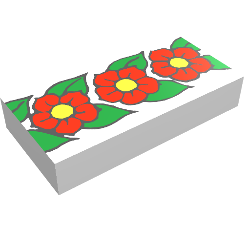 Fliese 1 × 2 mit Scala Blume Druck Weiß