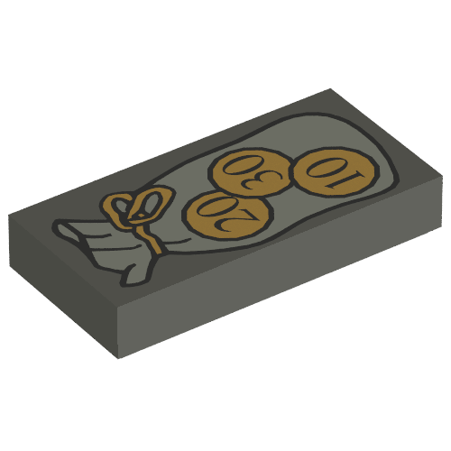Tile 1 × 2 with Bag and Coins Print Dark Gray