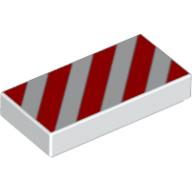 Tile 1 × 2 with Diagonal Red Stripes Print White