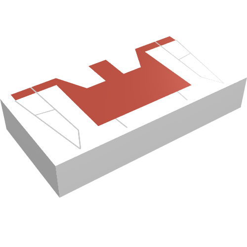 Tile 1 × 2 with Dark Red Jedi Starfighter Print Weiß