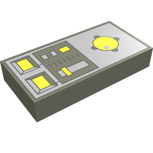 Tile 1 × 2 with Joystick and Vehicle Control Panel Print Dunkelgrau