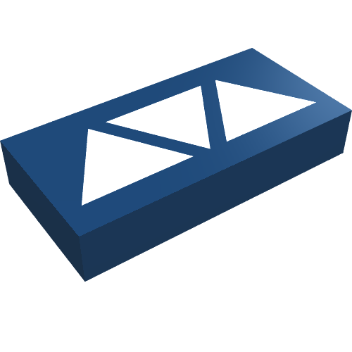 Tile 1 × 2 with Three White Triangles Print Dunkelblau