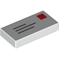 Tile 1 × 2 with Mail Envelope, Letter, Address and Red Stamp Print