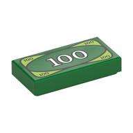 Tile 1 × 2 with '100' Banknote Print Grün