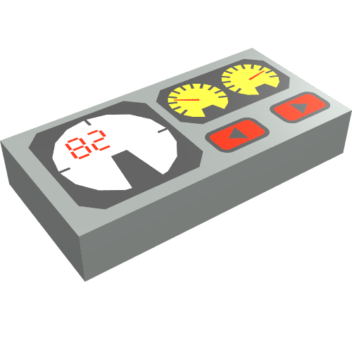 Tile 1 × 2 with Red 82, Yellow and White Gauges Print Hellgrau