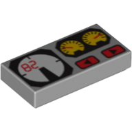 Tile 1 × 2 with Red 82, Yellow and White Gauges Print