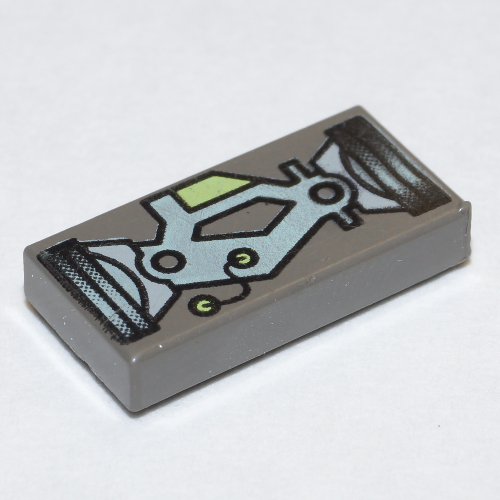 Tile 1 × 2 with LoM Gray Mechanical Print Dunkelgrau