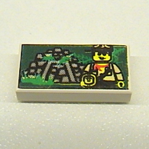 Tile 1 × 2 with Minifig and Jungle Ruins Print White